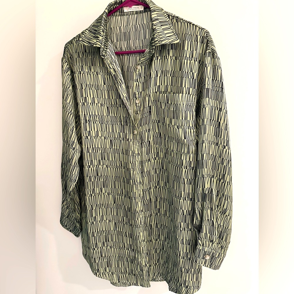 Oversized women’s silk blouse for date night or formal wear